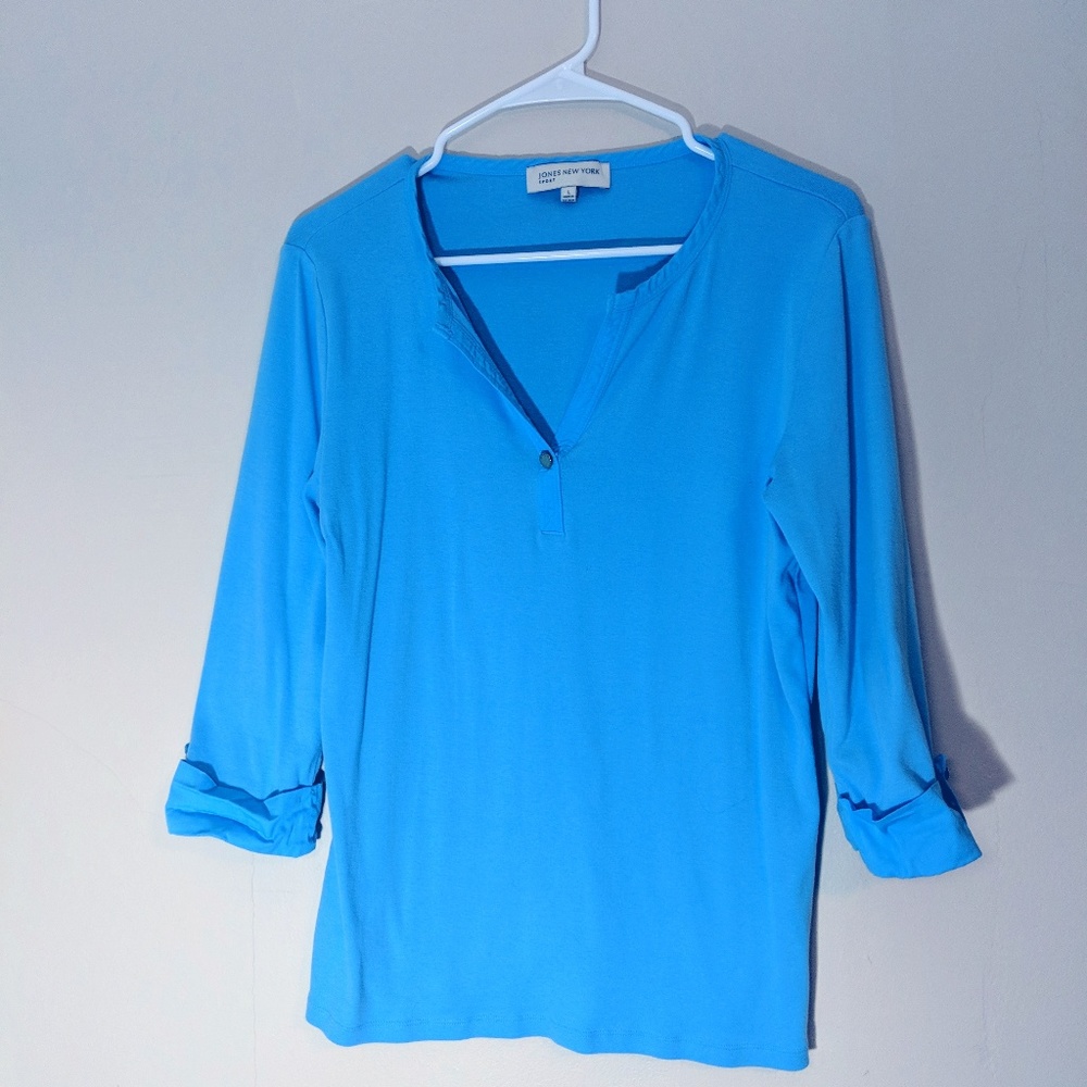Jones New York cotton 3/4 sleeve shirt
